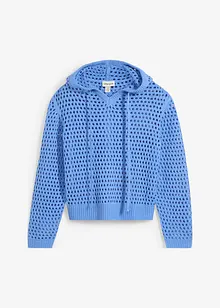 Maglione a punto ajour con cappuccio, bonprix