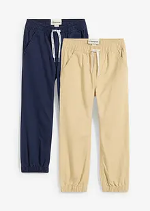 Pantaloni con elastico in vita in puro cotone (pacco da 2), bonprix