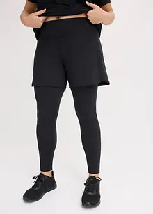 Leggings sportivi con pantaloncini e tasca per cellulare in mesh, bonprix