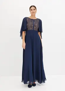 Abito di chiffon con pizzo e mantellina, bonprix
