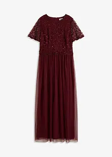Abito lungo in tulle raffinato con paillettes, bonprix