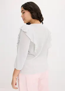 Maglia con lurex, maniche a 3/4 e volant, bonprix