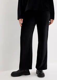 Pantaloni a palazzo in velluto a coste di jersey con cinta comoda, bonprix