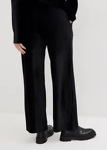 Pantaloni a palazzo in velluto a coste di jersey con cinta comoda, bonprix