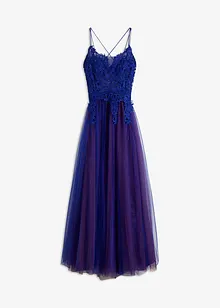 Abito lungo in delicato tulle con pizzo, bonprix