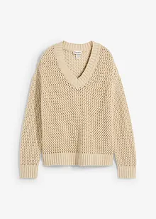 Maglione traforato in misto lino leggero, bonprix