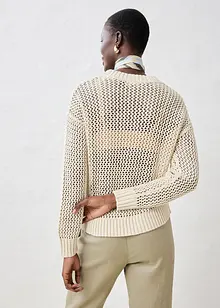 Maglione traforato in misto lino leggero, bonprix