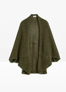 Poncho traforato in misto lino, bonprix