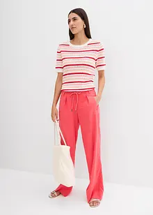 Pantaloni paper bag in misto lino leggero, bonprix