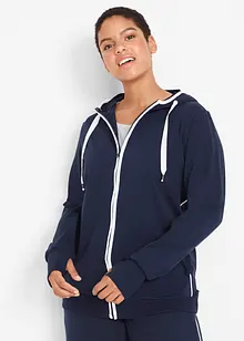 Felpa elasticizzata con zip e cotone, bonprix