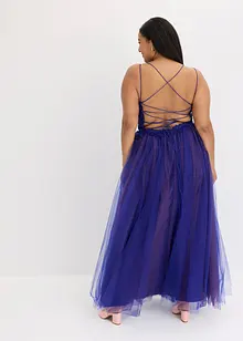 Abito lungo in delicato tulle con pizzo, bonprix