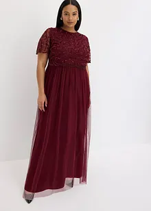 Abito lungo in tulle raffinato con paillettes, bonprix