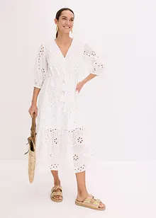Abito midi con ricami traforati, bonprix