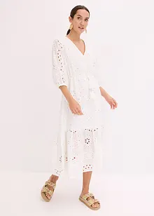 Abito midi con ricami traforati, bonprix