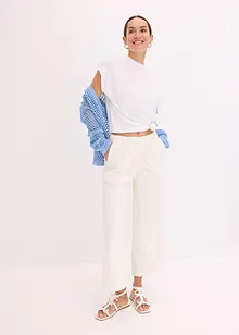 Pantaloni culotte con ricami traforati, bonprix