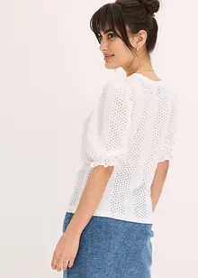 Maglia traforata con volant, bonprix