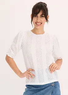 Maglia traforata con volant, bonprix