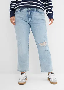 Jeans straight cropped con cinta comoda, vita media, bonprix