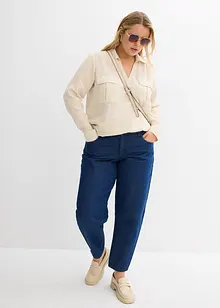 Jeans barrel in cotone biologico, vita media, bonprix