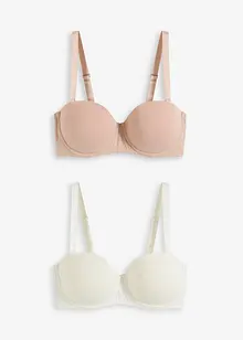 Reggiseno senza spalline con ferretto e cotone biologico (pacco da 2), bonprix