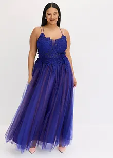 Abito lungo in delicato tulle con pizzo, bonprix
