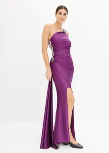 Abito lungo con strass e arricciature, bonprix
