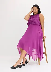 Abito midi in chiffon con pizzo, bonprix