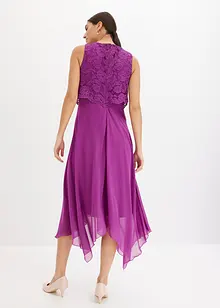 Abito midi in chiffon con pizzo, bonprix
