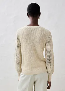 Maglione traforato in misto lino, bonprix