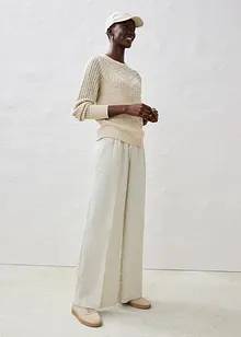 Maglione traforato in misto lino, bonprix