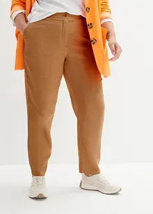 Pantaloni cropped in misto lino e viscosa, vita alta, bonprix