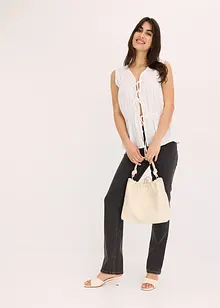 Blusa senza maniche con volant e laccetti, bonprix