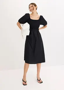 Abito midi con maniche a sbuffo e dettaglio smock, bonprix