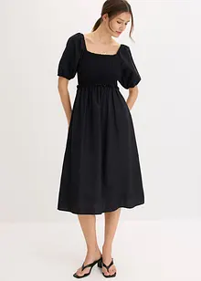 Abito midi con maniche a sbuffo e dettaglio smock, bonprix