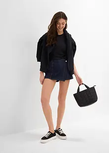 Gonna pantalone in jeans, vita media, bonprix