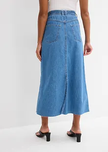 Gonna midi in jeans super soft, vita media, bonprix