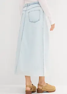 Gonna midi in jeans super soft, vita media, bonprix