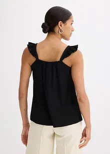 Top in jersey crêpe con volant alle spalline, bonprix