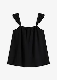 Top in jersey crêpe con volant alle spalline, bonprix