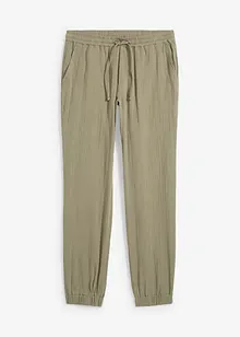 Pantaloni in mussola con elastico in vita regular fit, tapered, bonprix