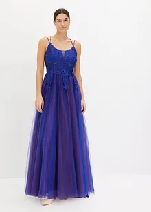 Abito lungo in delicato tulle con pizzo, bonprix