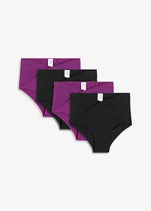 Slip a vita alta dal taglio a V con cotone biologico (pacco da 4), bonprix