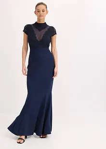 Abito lungo con pizzo e mesh, bonprix