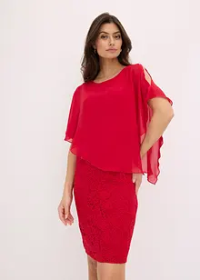 Abito in pizzo con mantella in chiffon fine, bonprix
