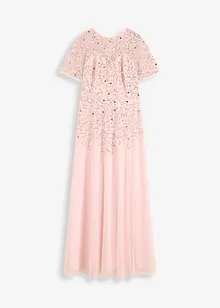 Abito lungo in delicato tulle con ricami e paillettes, bonprix