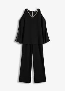 Tuta elegante con mantella e decorazione in strass, bonprix
