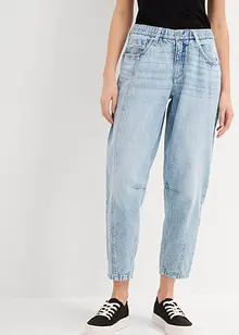 Jeans barrel cropped low stretch, vita media, bonprix