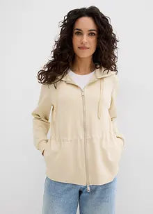Felpa con zip, cappuccio ed elastico, bonprix