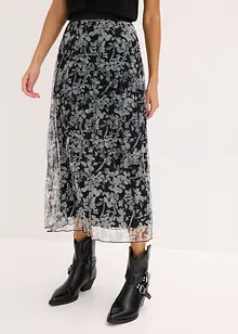 Gonna plissettata in jersey e mesh, bonprix