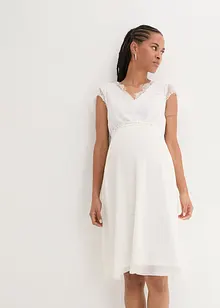 Abito da sposa prémaman in pizzo e crêpe con cintura, bonprix